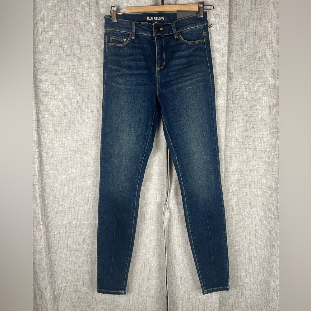 BLUE REVIVAL Denim Jeans Women's Blue Dark Wash One Night Stand Skinny Sz 25 NWT